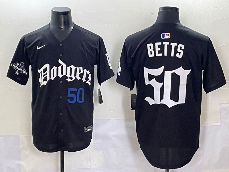 Men 2025 Los Angeles Dodgers #50 Betts Black Seventh generation Joint Name Nike MLB Jersey style 5->los angeles dodgers->MLB Jersey